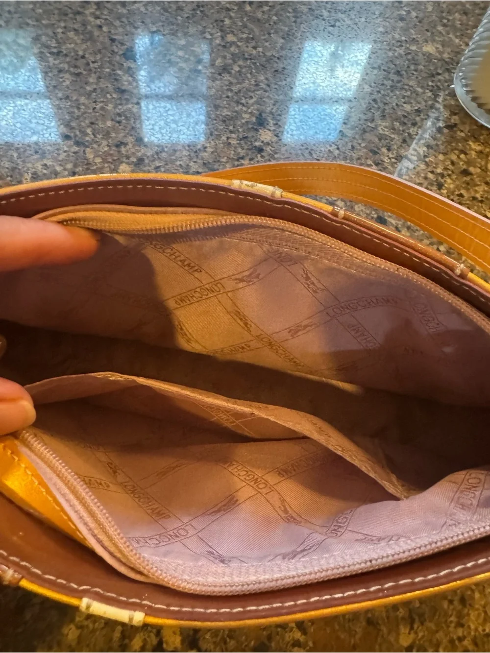 Vintage Longchamp French Gold and Brown Shoulder Bag